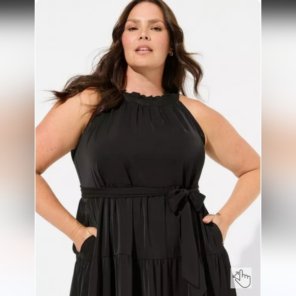 Torrid Tea Length Studio Crepe de Chine Black Dress 2 2X 18-20 - Picture 4 of 7